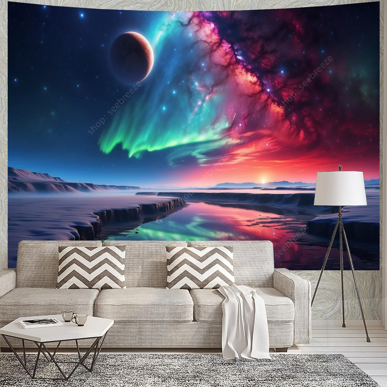 Fantasy Natural Landscape Tapestry Wall Hanging for Hippie Boho Aesthetic Room Decor Psychedelic Home Wall Decor Yoga Mat