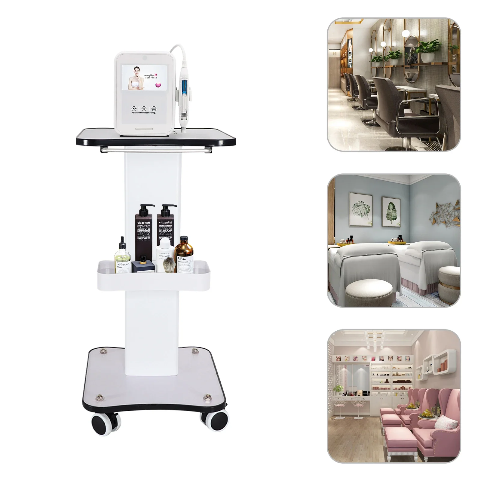 

Rolling Trolley Cart Storage Equipment Machine SPA Beauty Salon Stand Organizer,3 Tier Beauty Rolling Cart Trolley