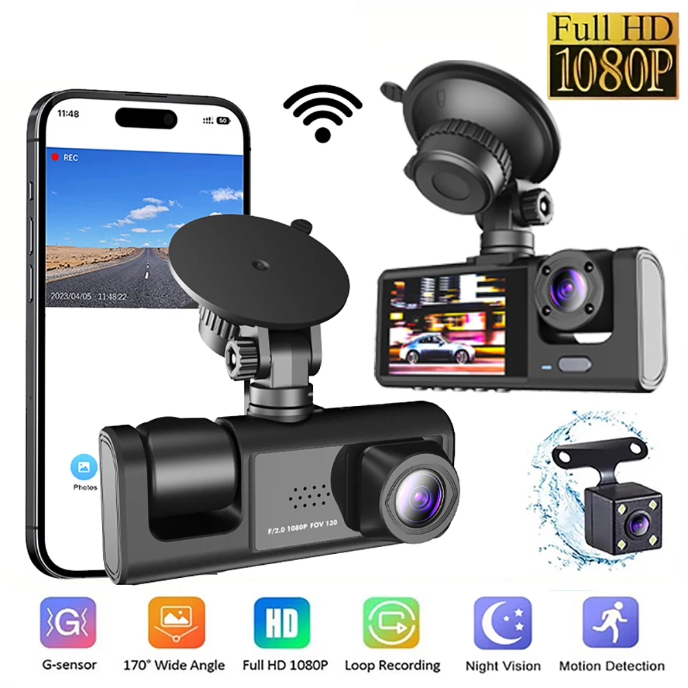 Car DVR WiFi Full HD 1080P Dash Cam Rear View Camera Vehicle Drive Video Recorder Parking Monitor Night Vision Black Box Dashcam