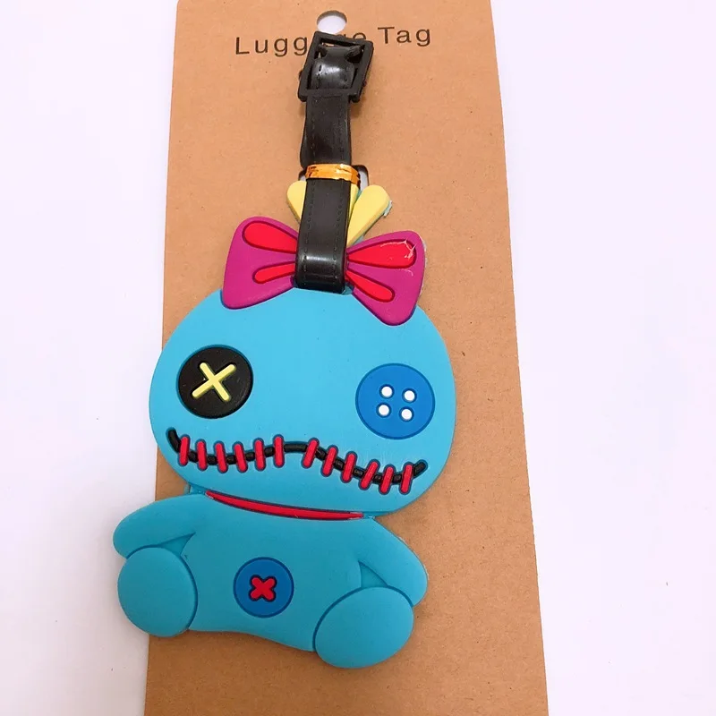 Fashion Cartoon Stitch Luggage Tag Disney Travel Portable Silicone Baggage Label ID Address Holder Boarding Bag Pendant Ornament