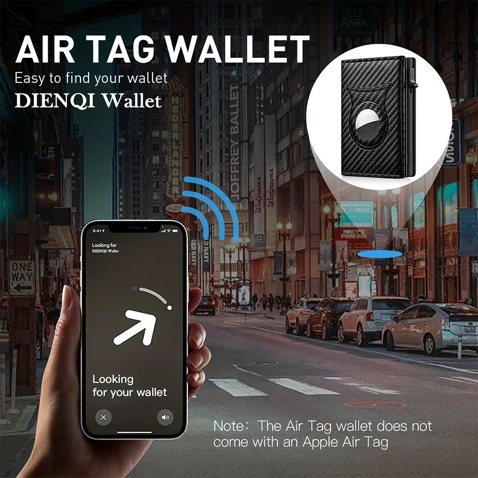 Rfid Kreditkarteninhaber Herren Geldbörsen für Apple Airtag Kohlefaser Karteninhaber Geldbörse Kleine minimalistische Geldbörsen für Air Tag – Detail 5