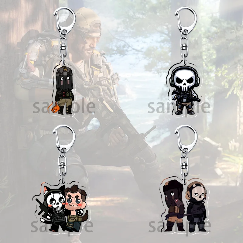 Konig Anime Keychain Women Acrylic Key Chain Man Call of Duty Key Ring Pendant Ornament Accessories Friend Gift