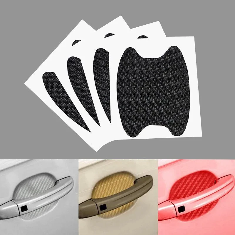 20 Pcs Carbon Fiber Texture Car Door Handle Cup Scratch Protective Stickers Exterior Waterproof Auto Door Bowl Sticker