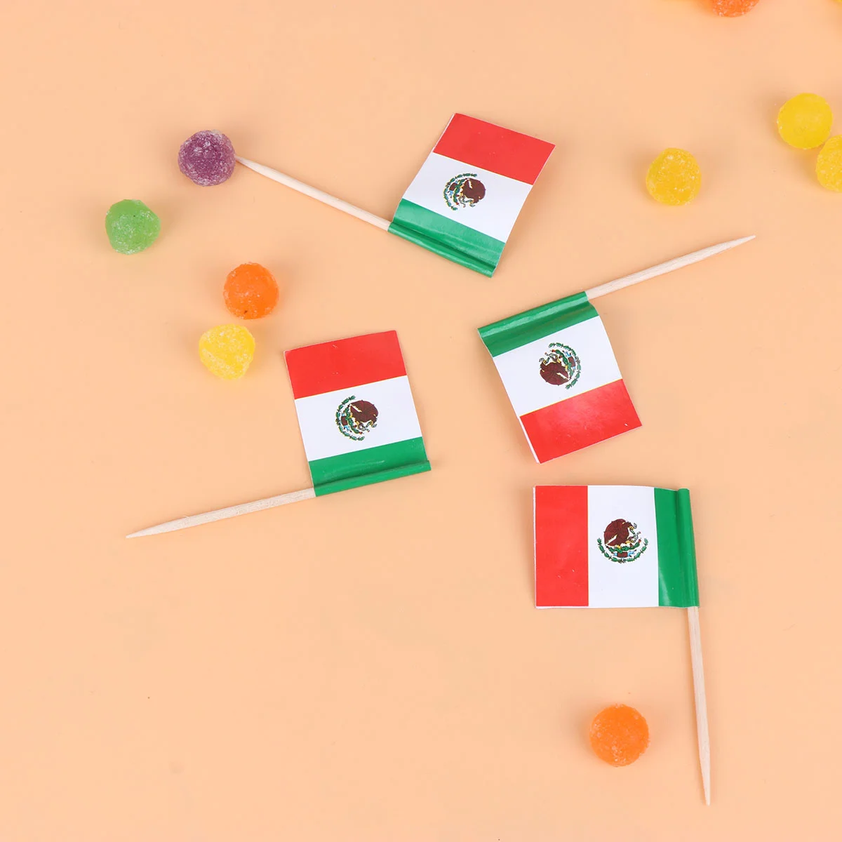 100 Pcs Mexican Fruit Toothpick Flags Decorative Cake Toppers Cocktail American Wedding Decorations