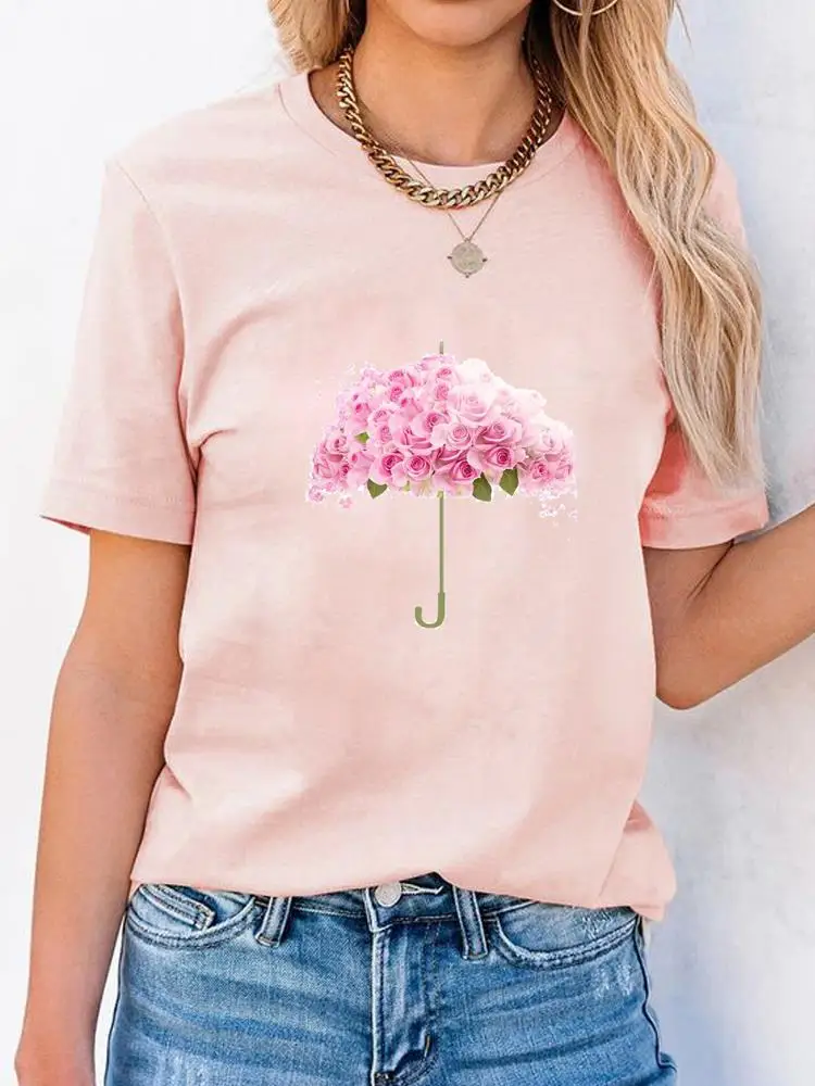 

Flower Love Valentine Clothes Fashion Short Sleeve Print T Shirt Clothing Summer Top Basic Women Tee Graphic T-shirts