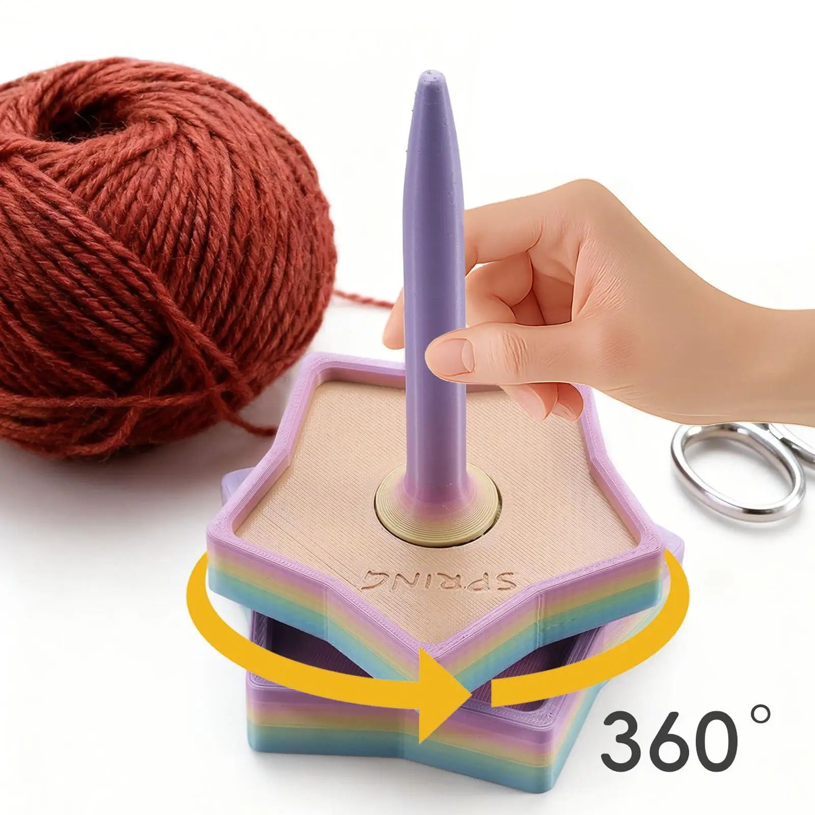 Crochet Yarn Holder Dispenser Winder Rack with Rotating Mechanism 3d Printing Yarn Spool Rack for Women Beginners Crochet Lovers