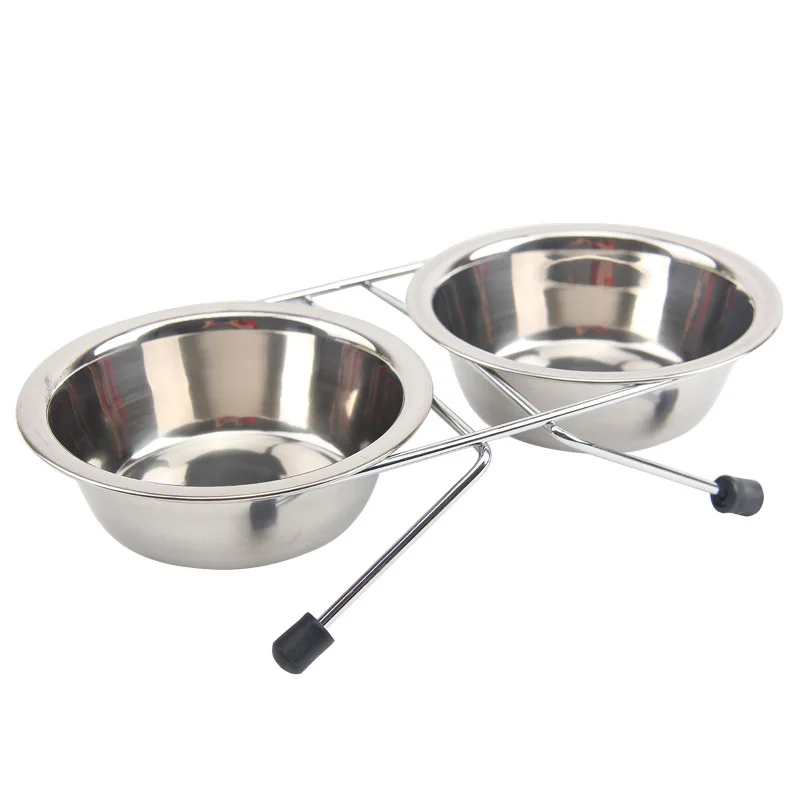 Manufacturer Wholesale High-quality Stainless Steel Metal Elevated Bracket Pet Bowl Double Bowl Dog Cat Food Water Feeder