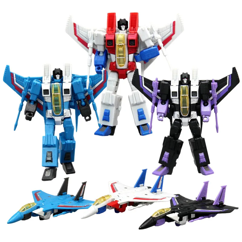 3Pcs/Box Transformation robot toy G1 cartoon Flight team Starscream Skywarp Thundercracker figure model small scale aircraft