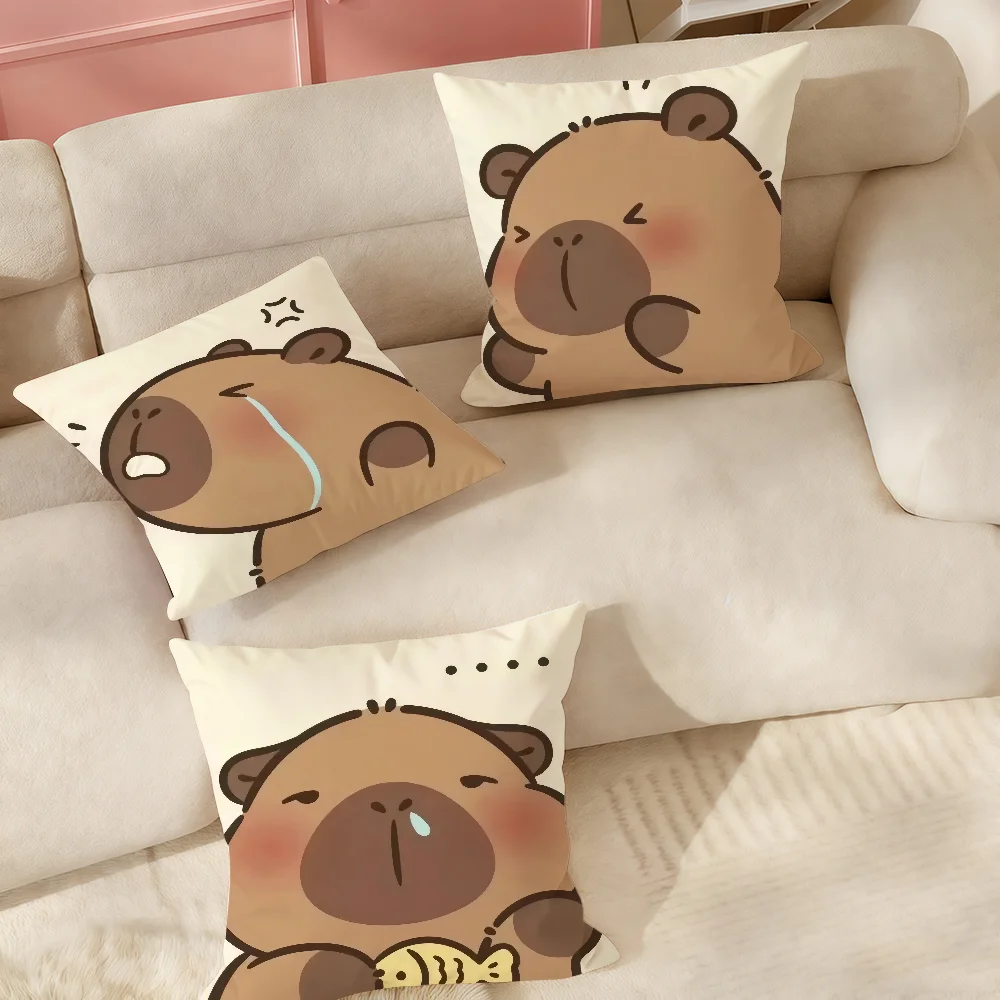 Cartoon Cute Capybara Pillow Case Suitable For Bedrooms Living Rooms Cars Home Decoration