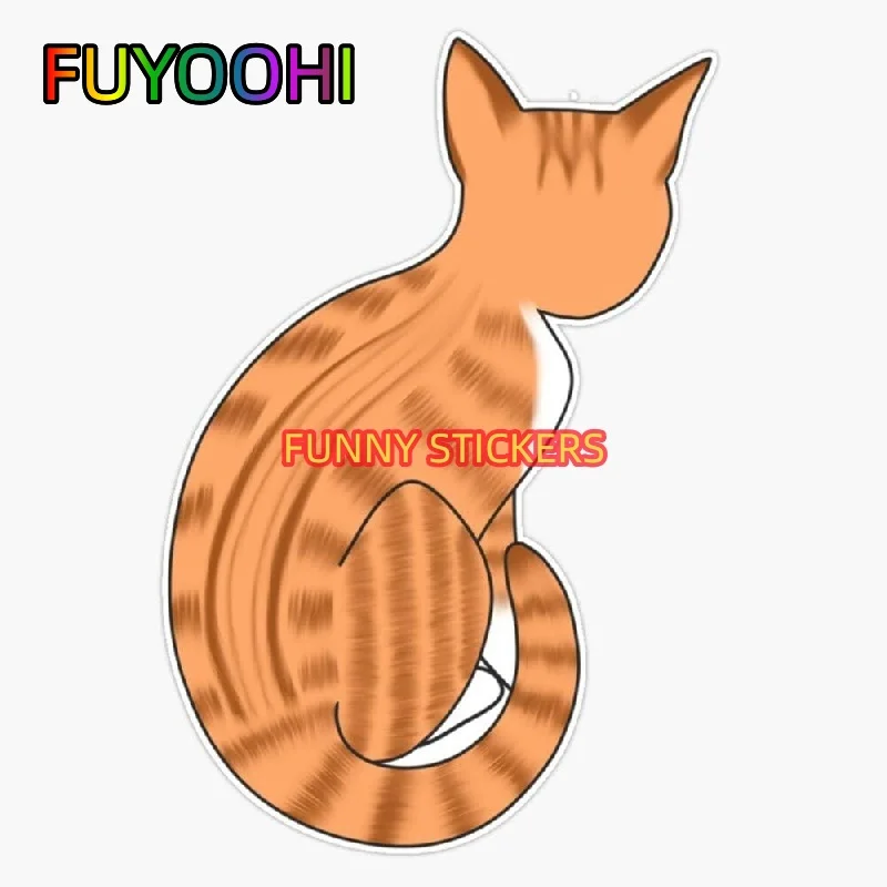 FUYOOHI Leyland Designs Orange Tabby Cat V2 Sticker, Outdoor Rated Vinyl Sticker Decal For Windows, Bumpers, Laptops Or Crafts