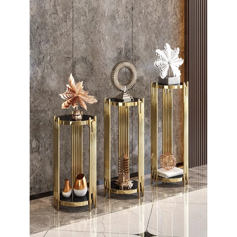 

Роскошный высококачественный золотой цветочный шкаф из нержавеющей стали в скандинавском стиле, отель от пола до потолка рядом со шкафом под телевизор в гостиной, круглый высокий