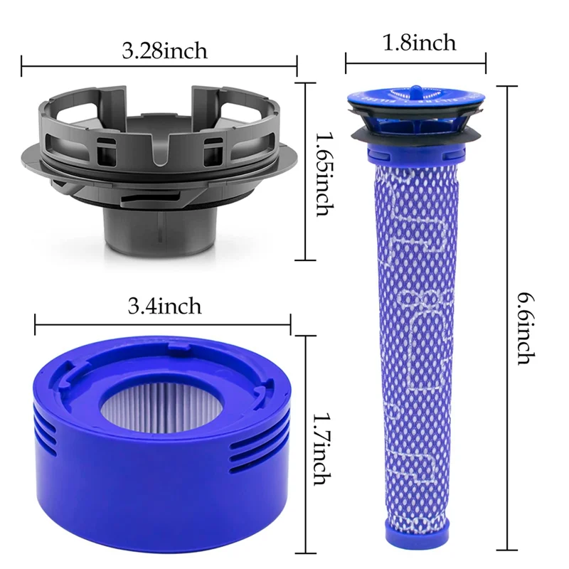 طقم غطاء المحرك الخلفي ومرشحات لملحقات استبدال المكنسة الكهربائية المطلقة/الحيوانية Dyson V7 V8 965661 -01 & 967478 -01