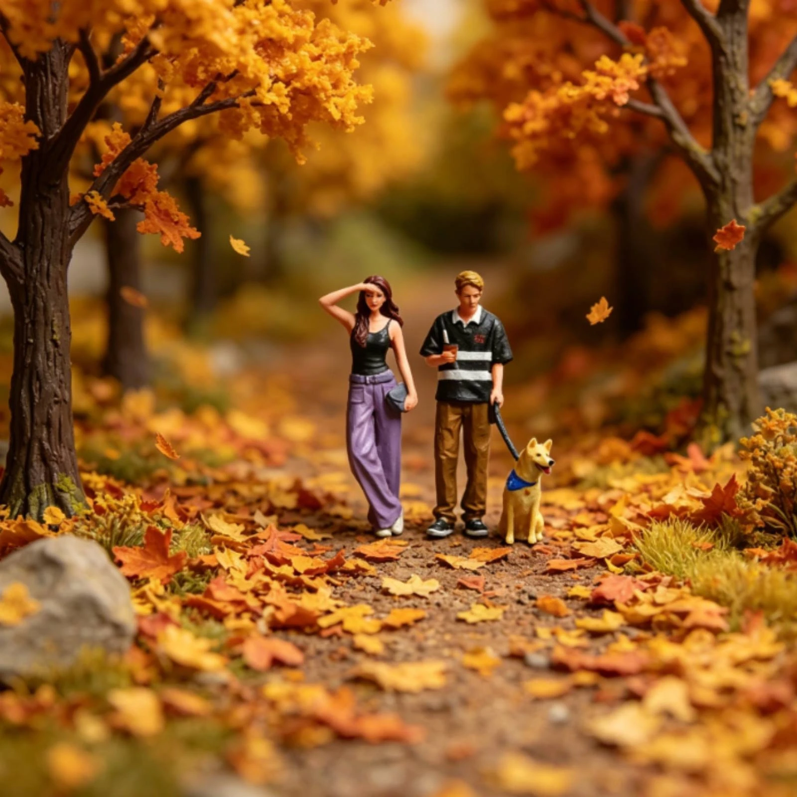 Miniature Scene Model Detailed Painted Figurine Scene Dog Stroller Figurine Set Small Accessories Pet Decor Clothing Folds