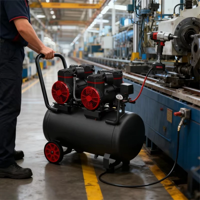 Top Sale Silent Portable 110V Oil-Free Piston Air Compressor with 65L Tank 240L/min Compatibility for Drilling Wooden