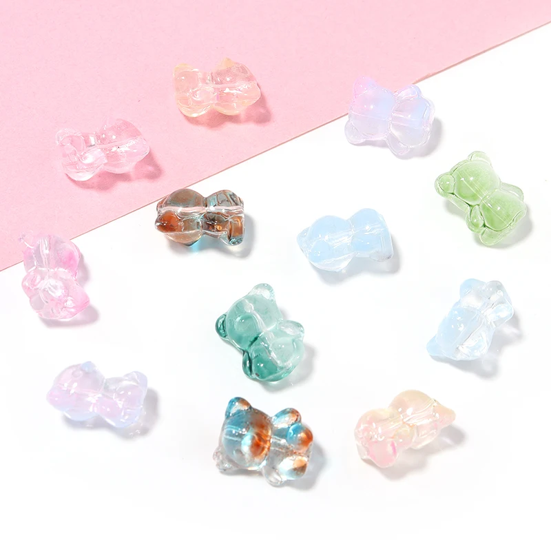 20 teile/los bunte Lampwork Perle 14x12mm Bären form Glas lose Spacer Perlen für Schmuck machen DIY Armbänder Handwerk Ergebnisse
