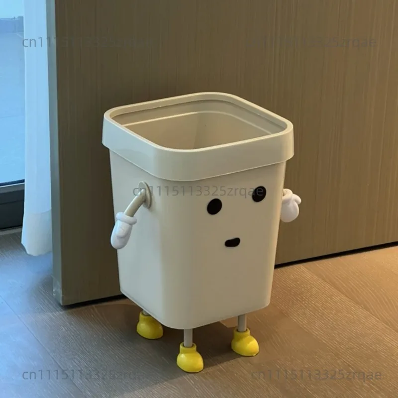 Trash can - household square large capacity open-top with pressure ring for living room, bathroom, and kitchen
