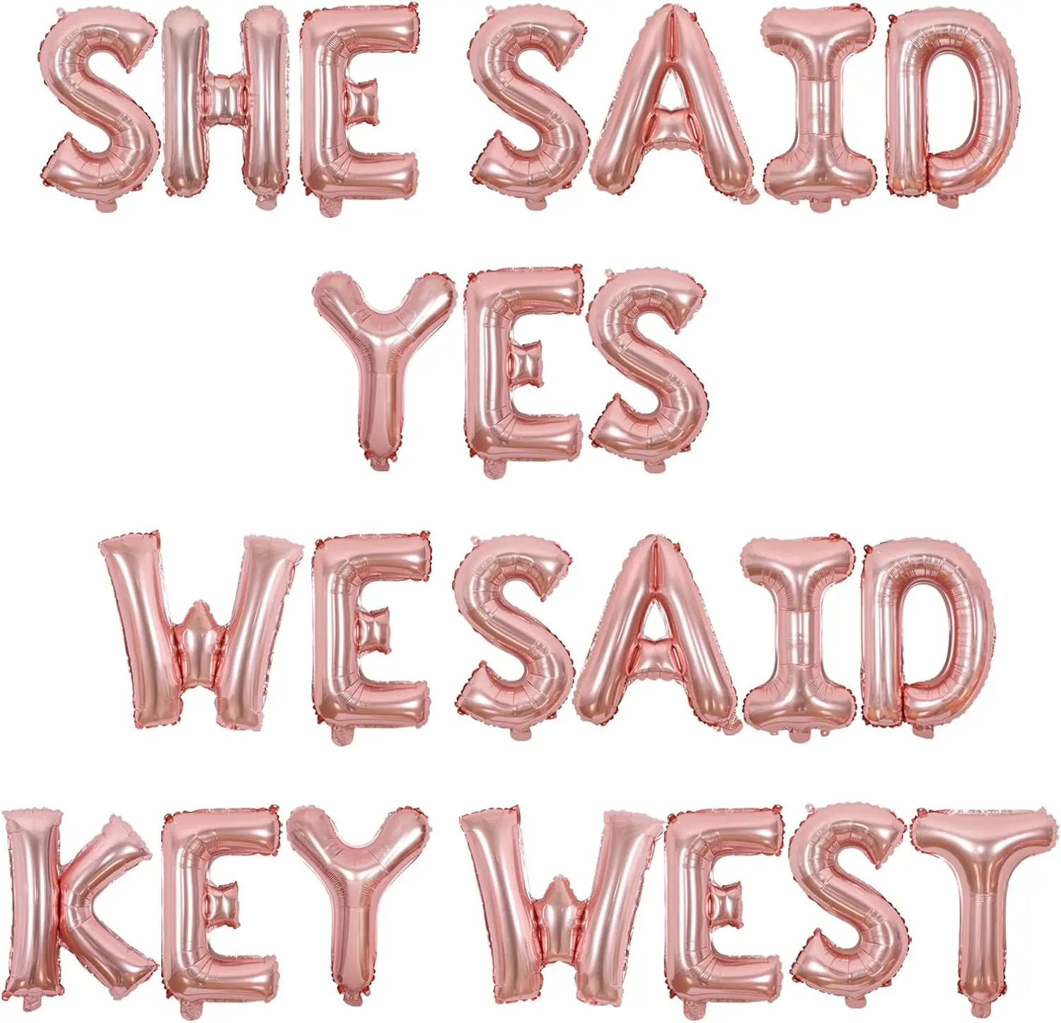 

Kreatwow 16 Rose Gold 'She Said Yes' Key West Engagement Balloon Banner Set for Bridal Shower, Bachelorette Party
