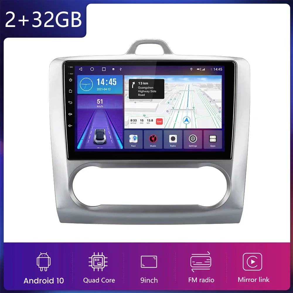 

9 inch 2Din Android 11 Car Radio Multimedia Player For Ford Focus 2 Mk2 2004-2011 GPS Navigation Video Recoder Head Unit