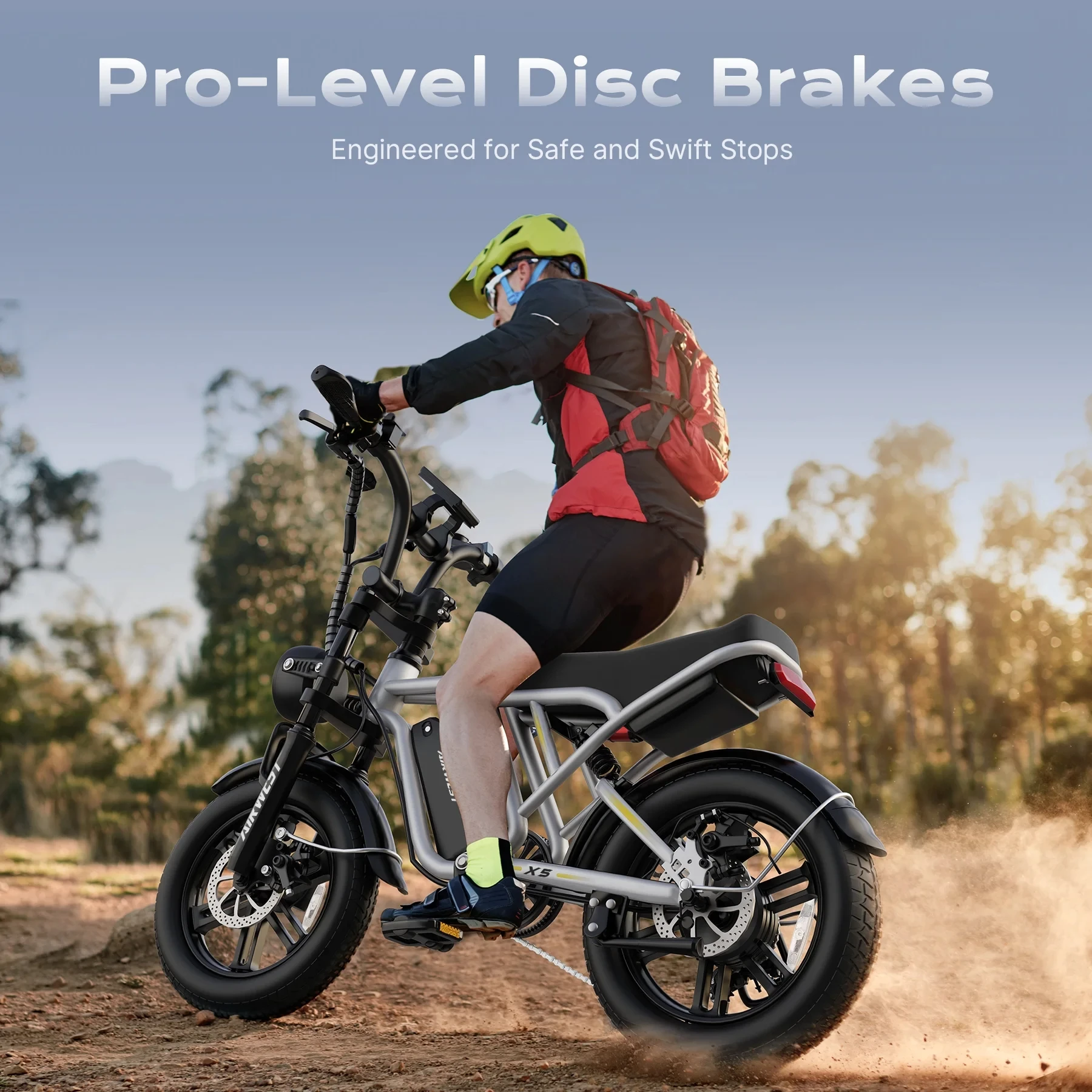 Airwest X5 Adult Electric Bike, 750W Peak Power, 48V 13Ah Battery, 20“*4 Fat Tire Ebike, 28MPH, UL 2849, 1 Year Warranty view 4