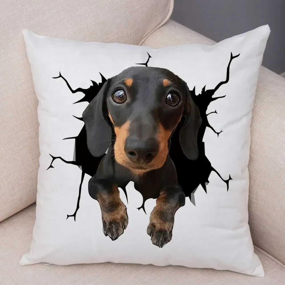 40/45/50cm Cute Dog Decor Print Pillow Case Bedroom Sofa Waist Cushions Cover Car Decoration Home Pillowcase