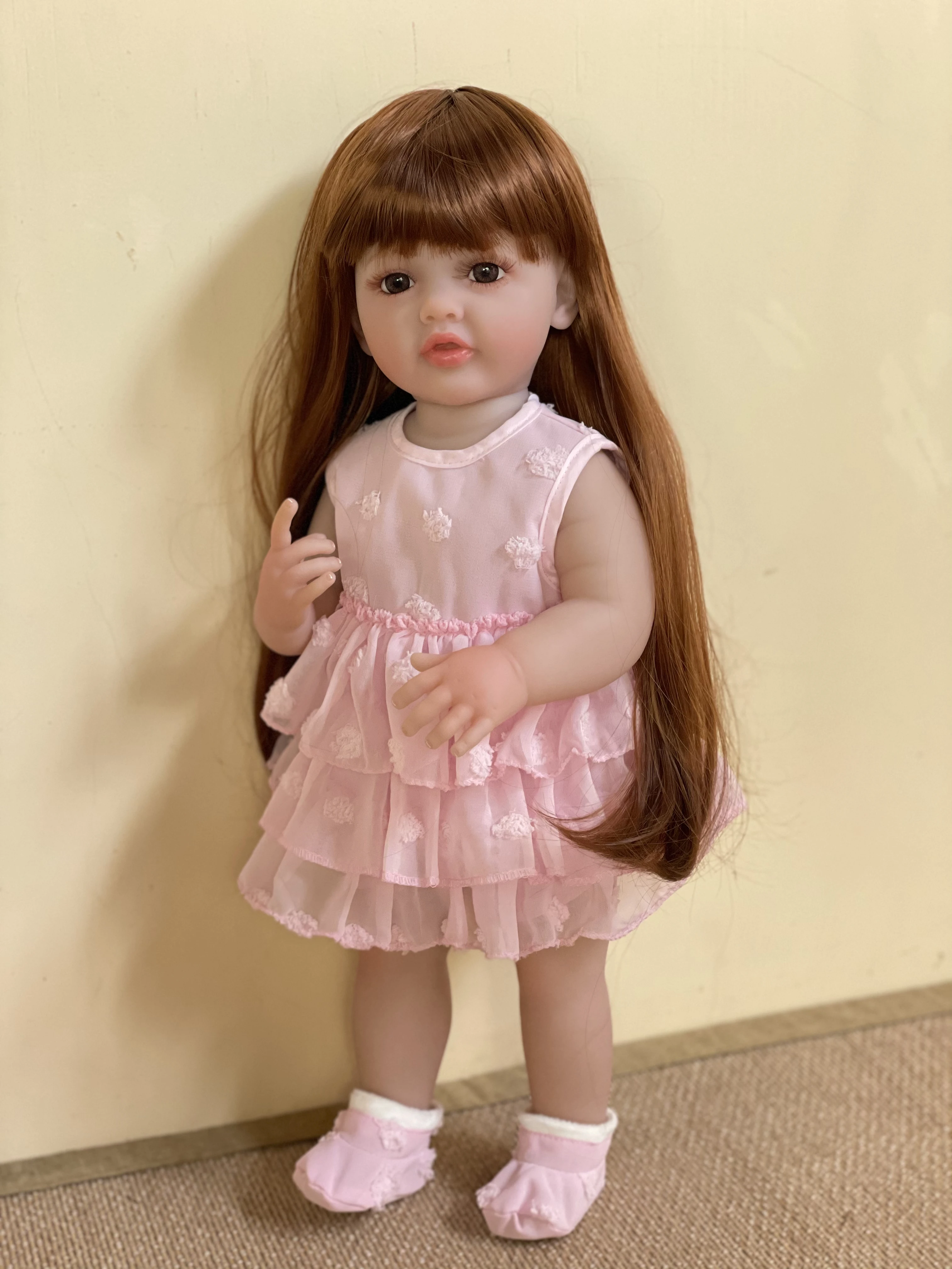 비닐 소녀 베티 다시 태어난 아기 인형, 3D 페인트 전신 비닐, 신생아 아기 인형 장난감, 어린이 선물, 22 인치