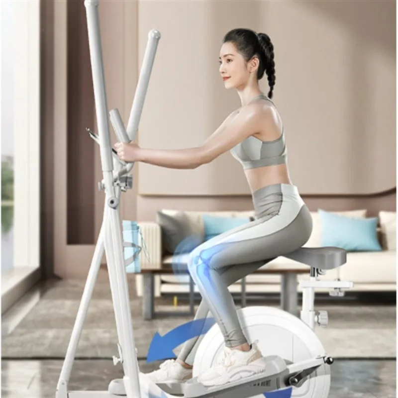 Entrenador elíptico magnético plegable compacto Gimnasio en casa Cardio silencioso de bajo impacto No requiere ensamblaje Blanco con pasamanos