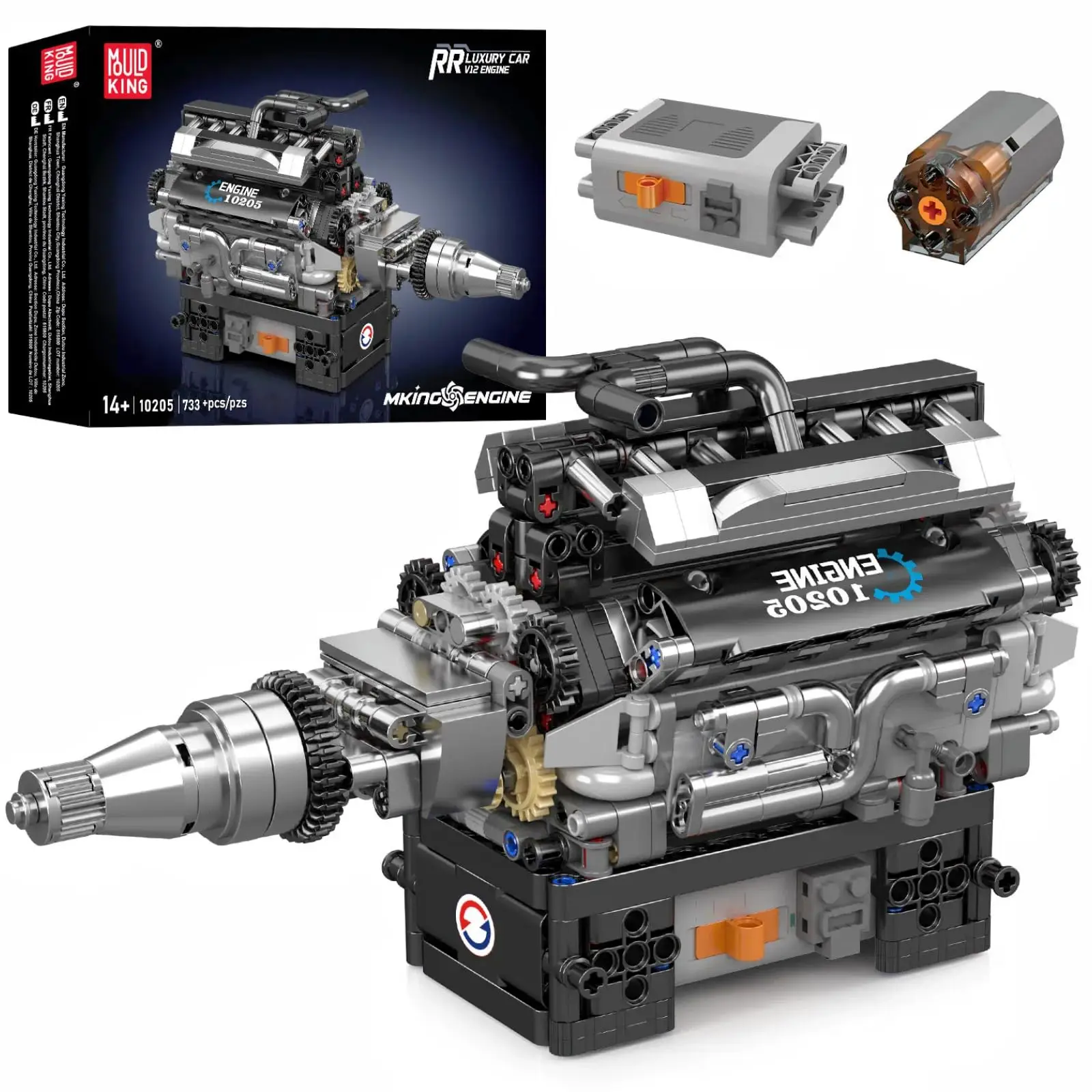 

Mold King 10205 733 шт., суперкар V12, строительный комплект двигателя, модель MOC Engeering Engine, детские строительные блоки STEM, игрушки для взрослых, подарки
