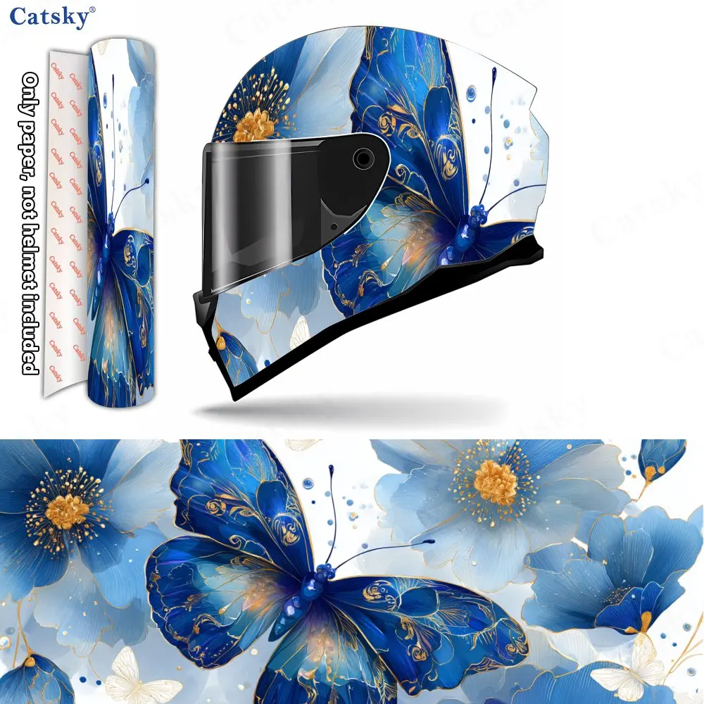 Watercolor Butterfly Creative Helmet Vinyl Wraps, Waterproof Scratch-Resistant Full Face Helmet Decals, Durable PVC Decoration P