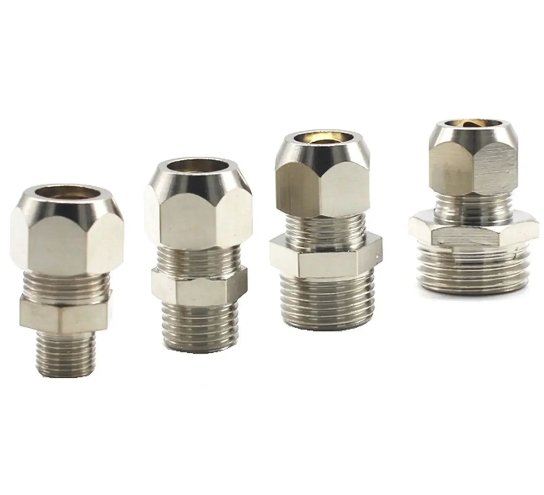 LOT2 M5/M6 /M8/M10/M12 Male Metric Thread- 4/6/8/10/12mm Nickel Plated Brass Ferrule Air Compression Pipe Fitting