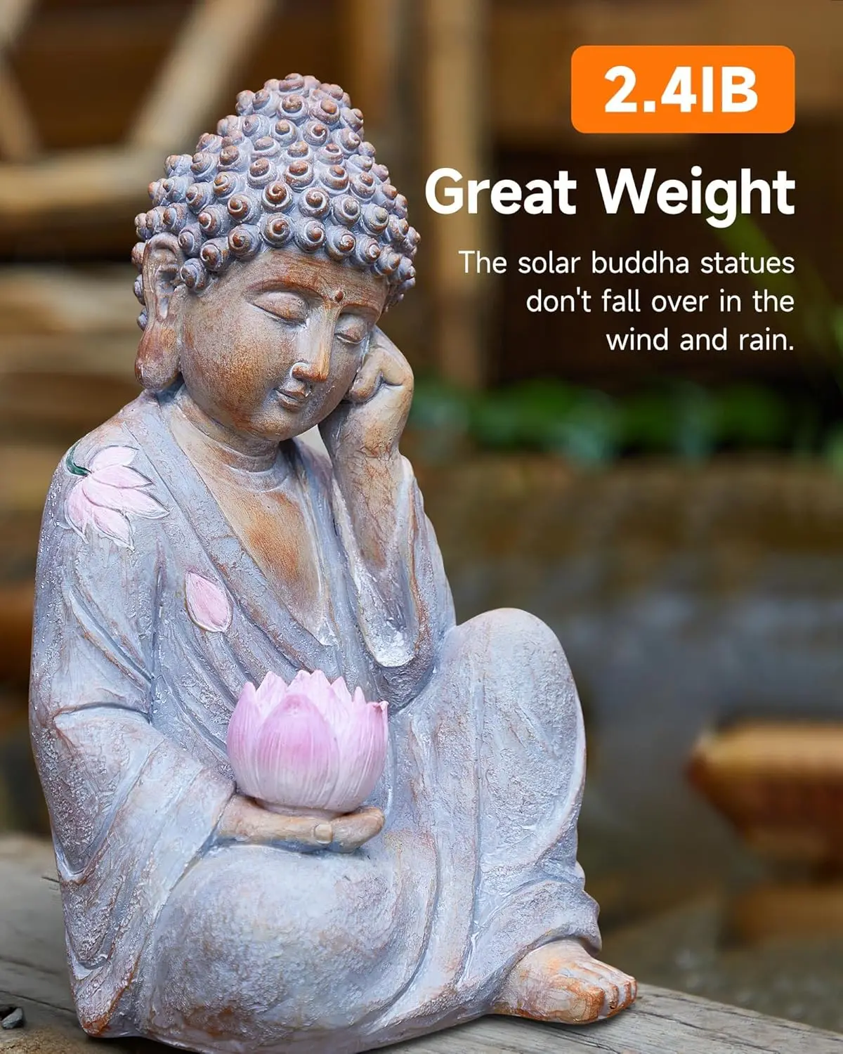 Statue de bouddha solaire avec lumière de Lotus, décoration extérieure étanche IP65 pour jardin, Patio, maison