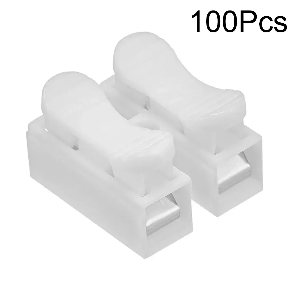 100pcs Car Terminal Blocks ABS 220V 10A For CH2 Spring Wire Connector Set Quick Connector Terminal Block Pack Car Electronics