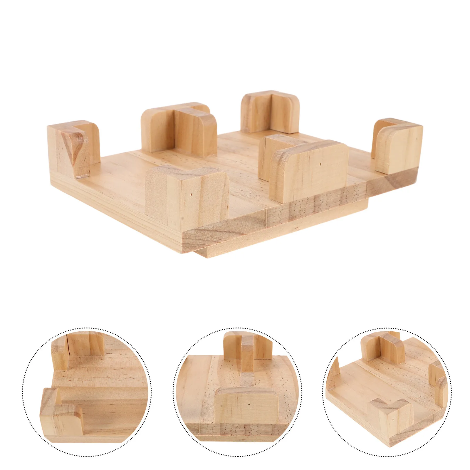 Wood Playing Card Holder Rotating Game Tray 360 Degree Stable Poker Card Organizer Natural Wood Canasta Accessories view 3