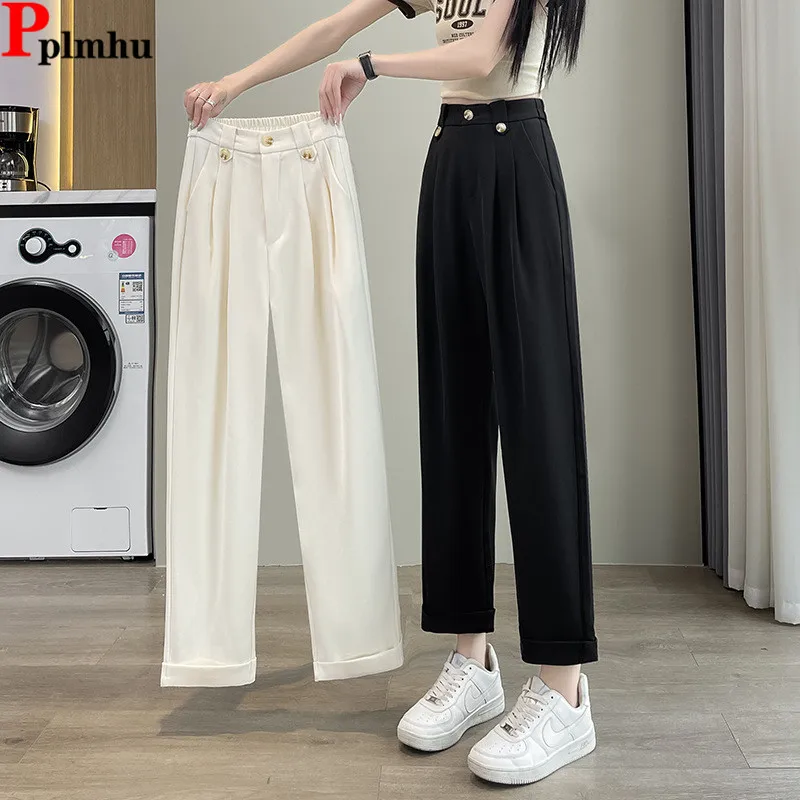 

Basic Ol Ankle-length Harem Suit Pantalones Office Elegant Baggy Straight Pants Korea Casual Spodnie Formal Women Baggy Broek