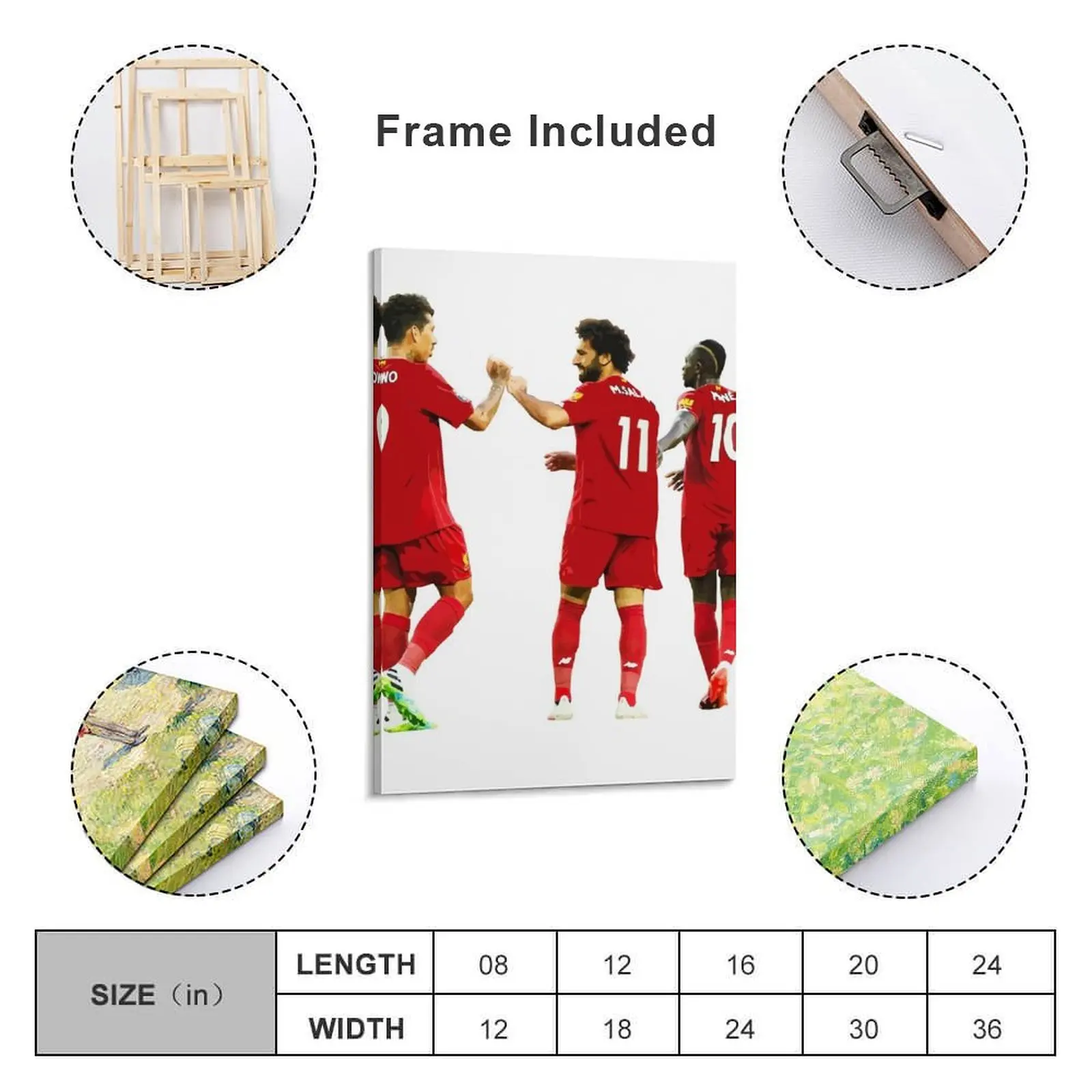 The Deadly Trio - Firmino, Salah, Mane / Liverpool FC Canvas Painting accessories for home decor Decor for room cute room decor