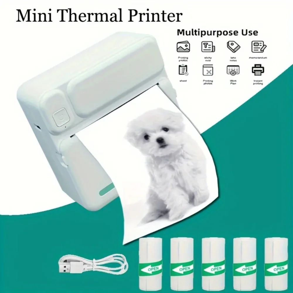Portable Mini Thermal Printer BT Inkless Pocket Sticker Maker Wireless Photo Memo Wrong Question Machine For iOS Android Phone