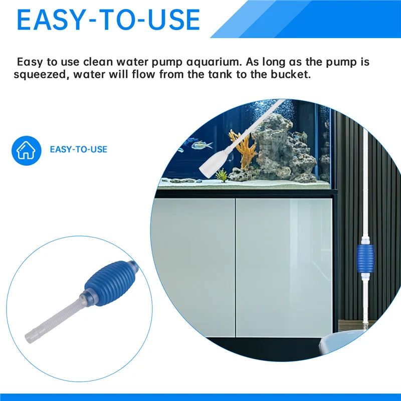 SYW-Aquarium Fish Tank Vacuum Water Change Siphon Gravel Suction Pipe Filter Fish Tank Water Change Pump Tools Filters, Easy To