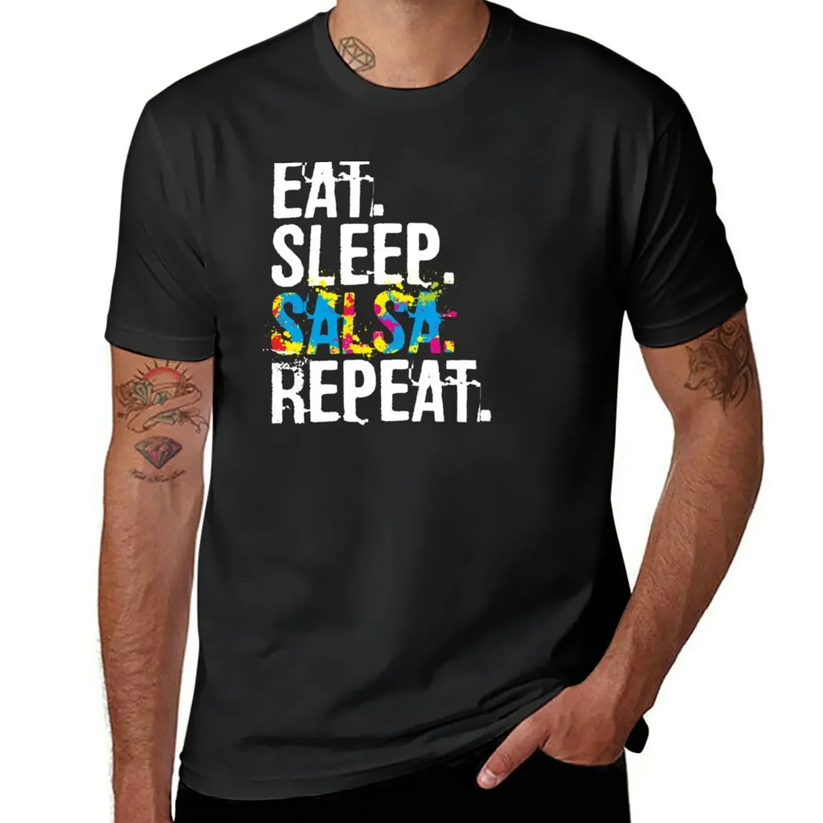 Eat Sleep Salsa Repeat Colorful Dancer Gift T-Shirt anime clothes plus sizes t shirts for men pack