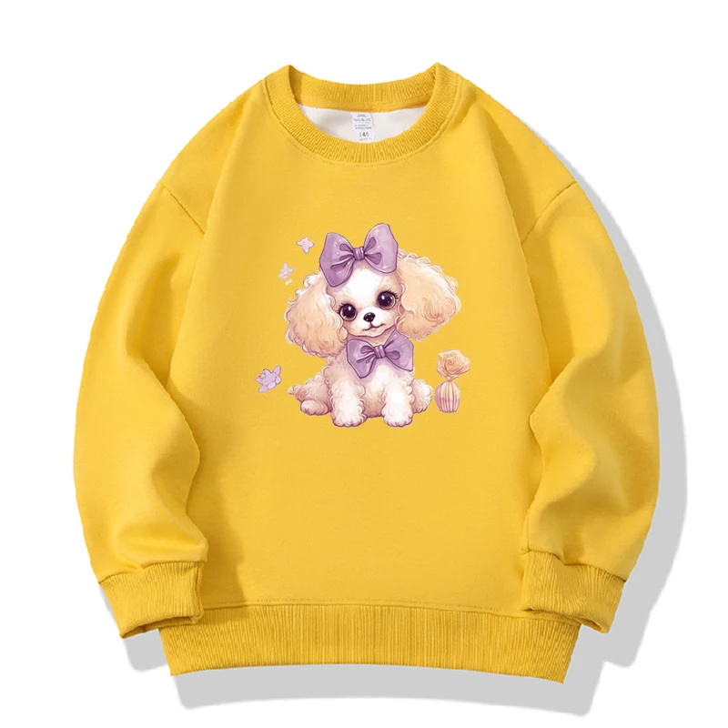 Teenage Cute Autumn Girls Outfits Cartoon Dog Sweatshirts Casual Long Sleeve Loose Tops Children Birthday Clothing 6 8 10 12 Yea