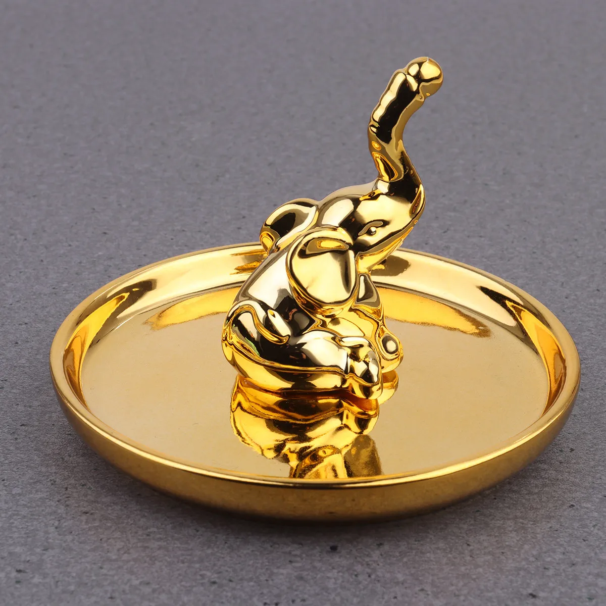 

Gold Plated Elephant Jewelry Tray Storage Plate For Rings Earrings Keys Bracelet Household Decor Display Stand Jewelry