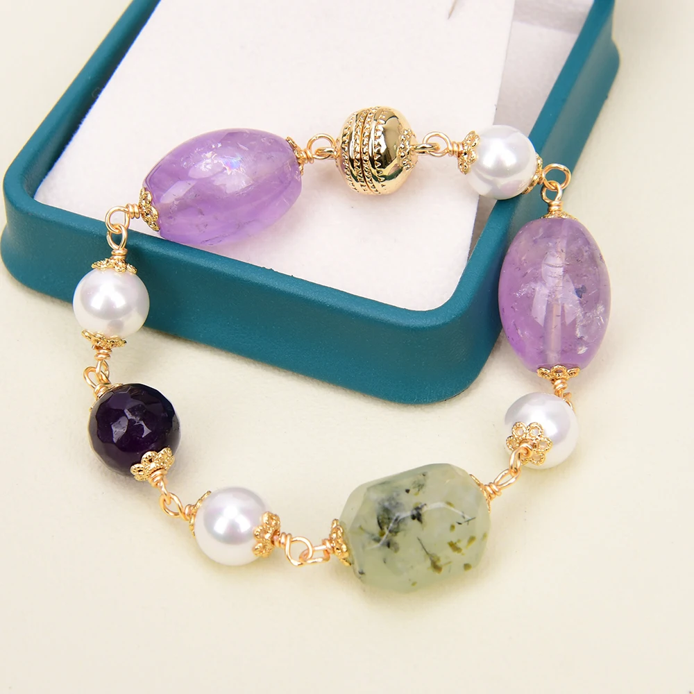 gems-pulseira-de-pedra-perola-natural-shell-do-mar-branco-ametista-prehnite-gemas