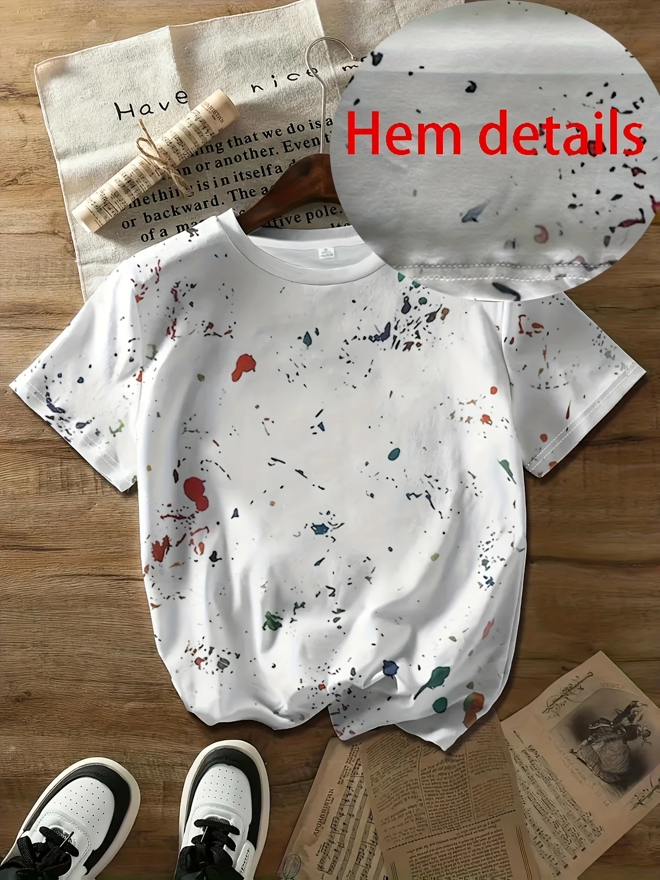Paint Splatter Women's Tee - Artistic Graffiti Graphic, Casual Daily Wear image 2