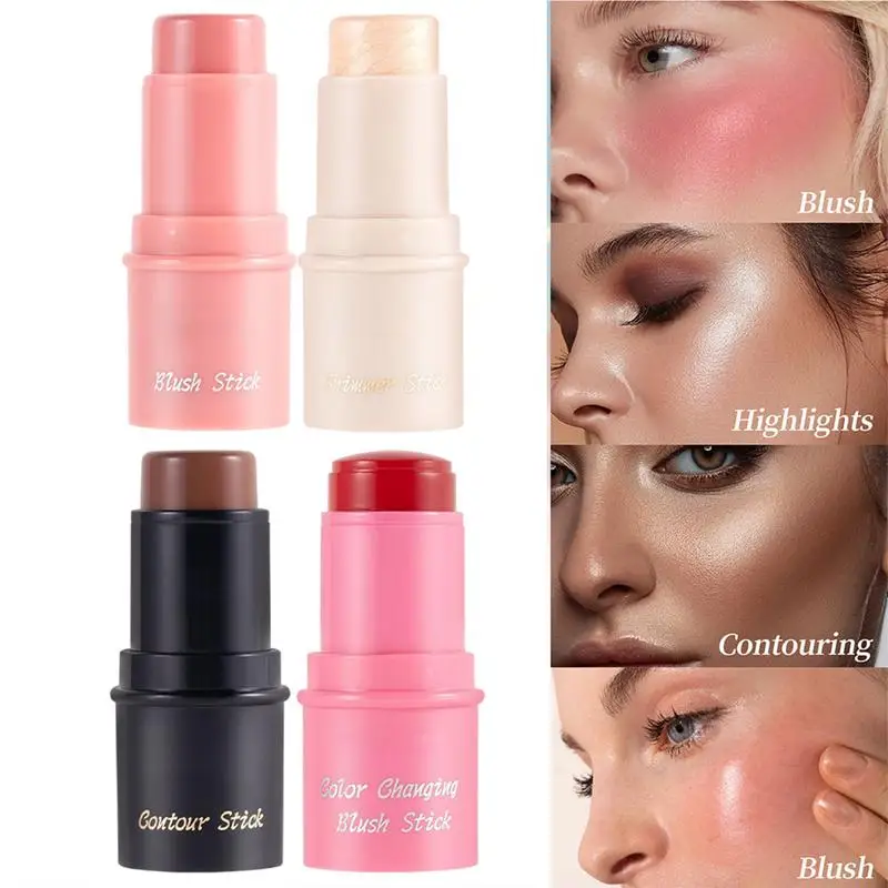 

4pcs/set creamy bronzing stick Multi-functional Grooming Stick smooth Cream Blush Stick Highlighting Stick Contour Face Sticks