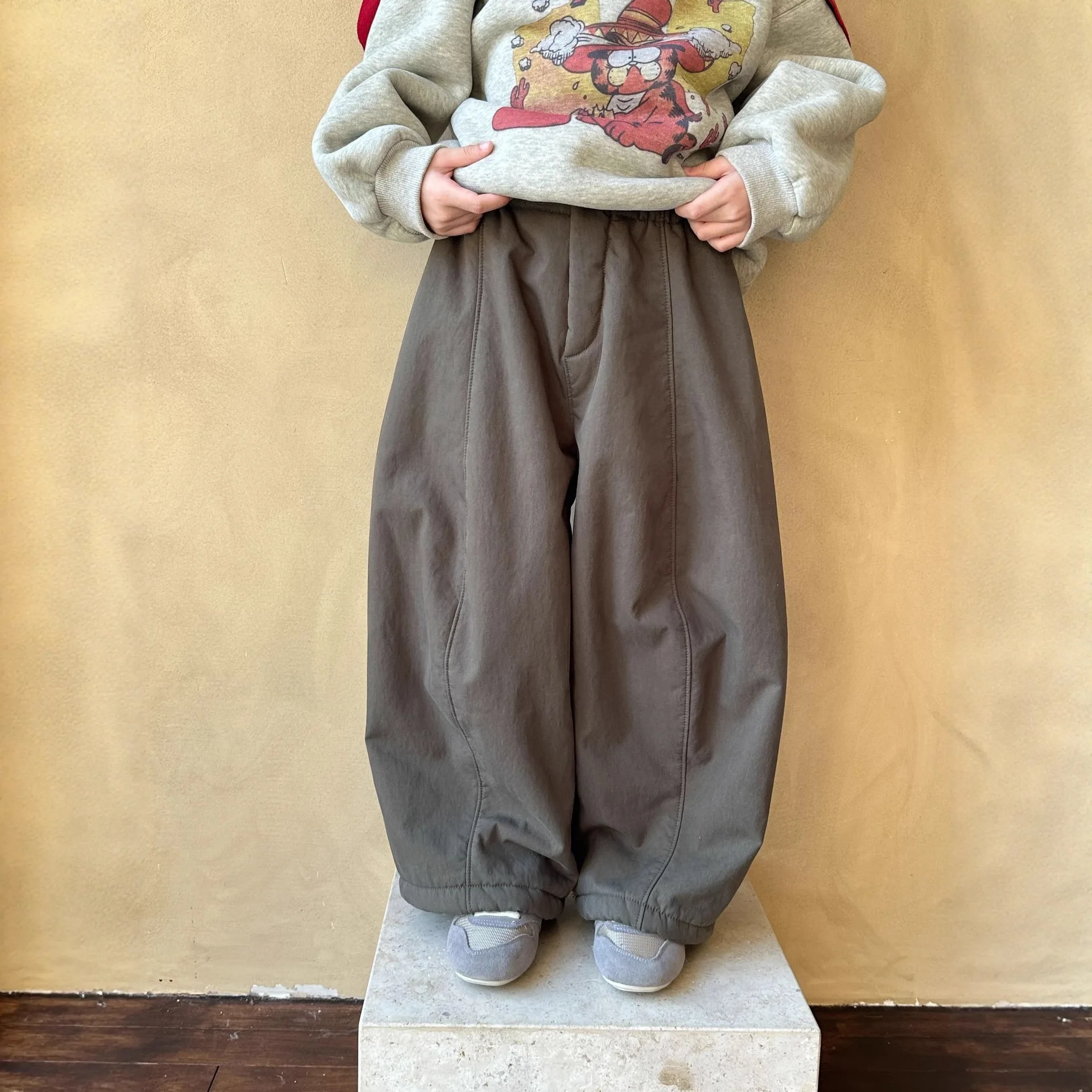 Children's Thick Alpaca Wool Warm Casual Pants for Boys Versatile and Fashionable Radish Pants Winter New Style