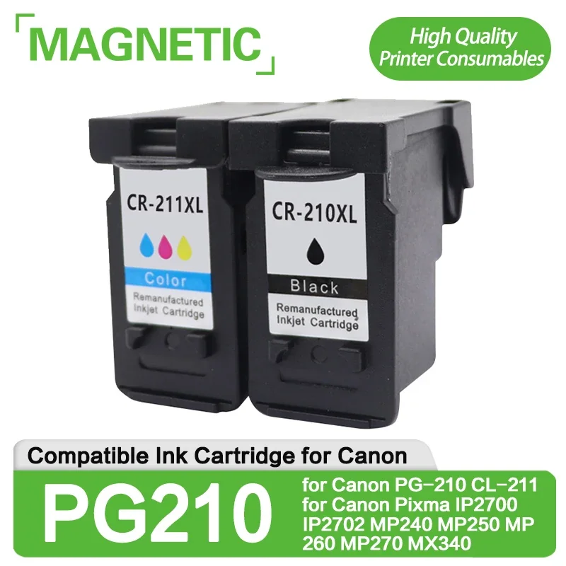 2Pcs PG210 PG 210 CL211 XL ink cartridge for Canon PG-210 CL-211 for Canon Pixma IP2700 IP2702 MP240 MP250 MP260 MP270 MX340