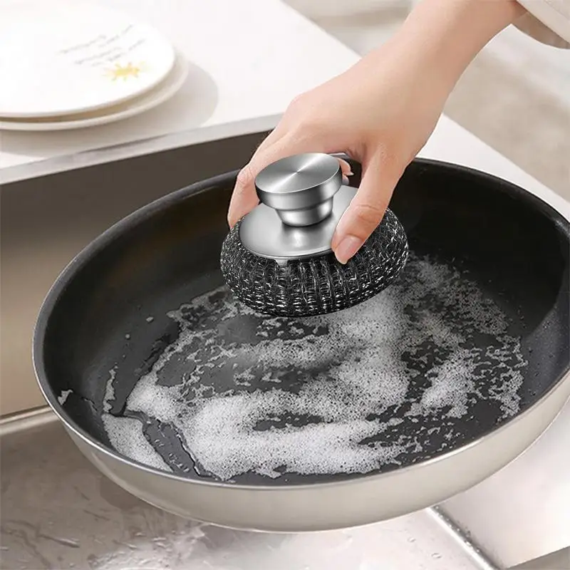 Stainless Steel Scourers Sponges Stainless Steel Dish Cleaning Scrubber Stainless Steel Steel Wool Brush For Iron Pots Barbecue