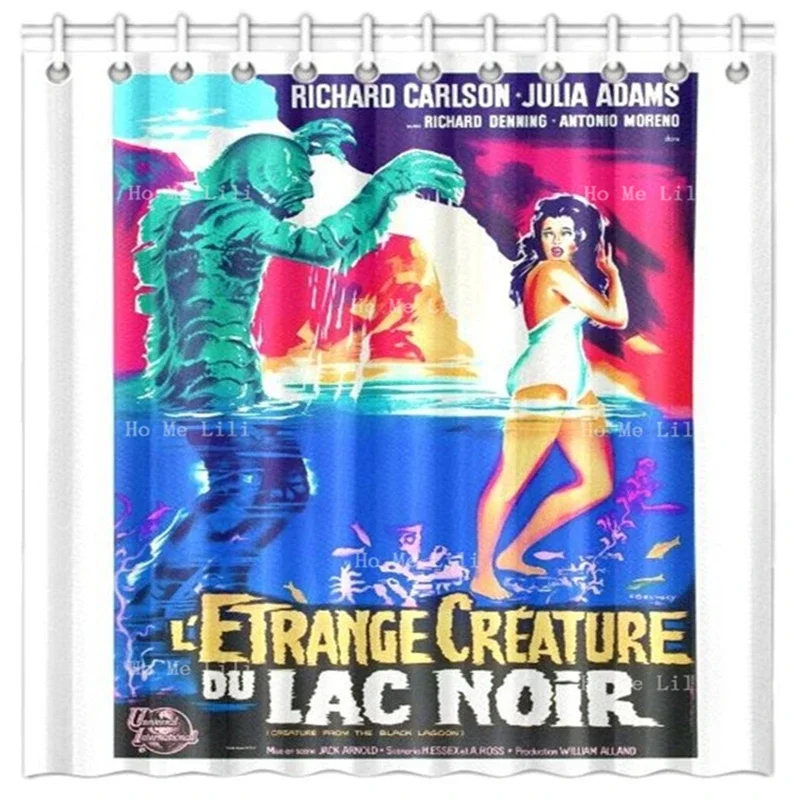 Attack Of The Feet Woman Old Vintage Horror Movie Poster Creature From Black Lagoon Shower Curtains With Hooks