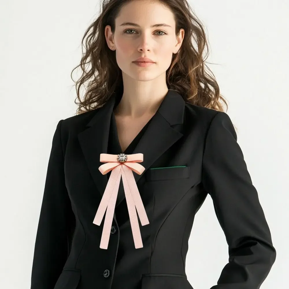 College Style Butterfly Knot Adjustable Elastic Band Simple Slim Rhinestone Shirt Bow Tie Solid Color Business Dress