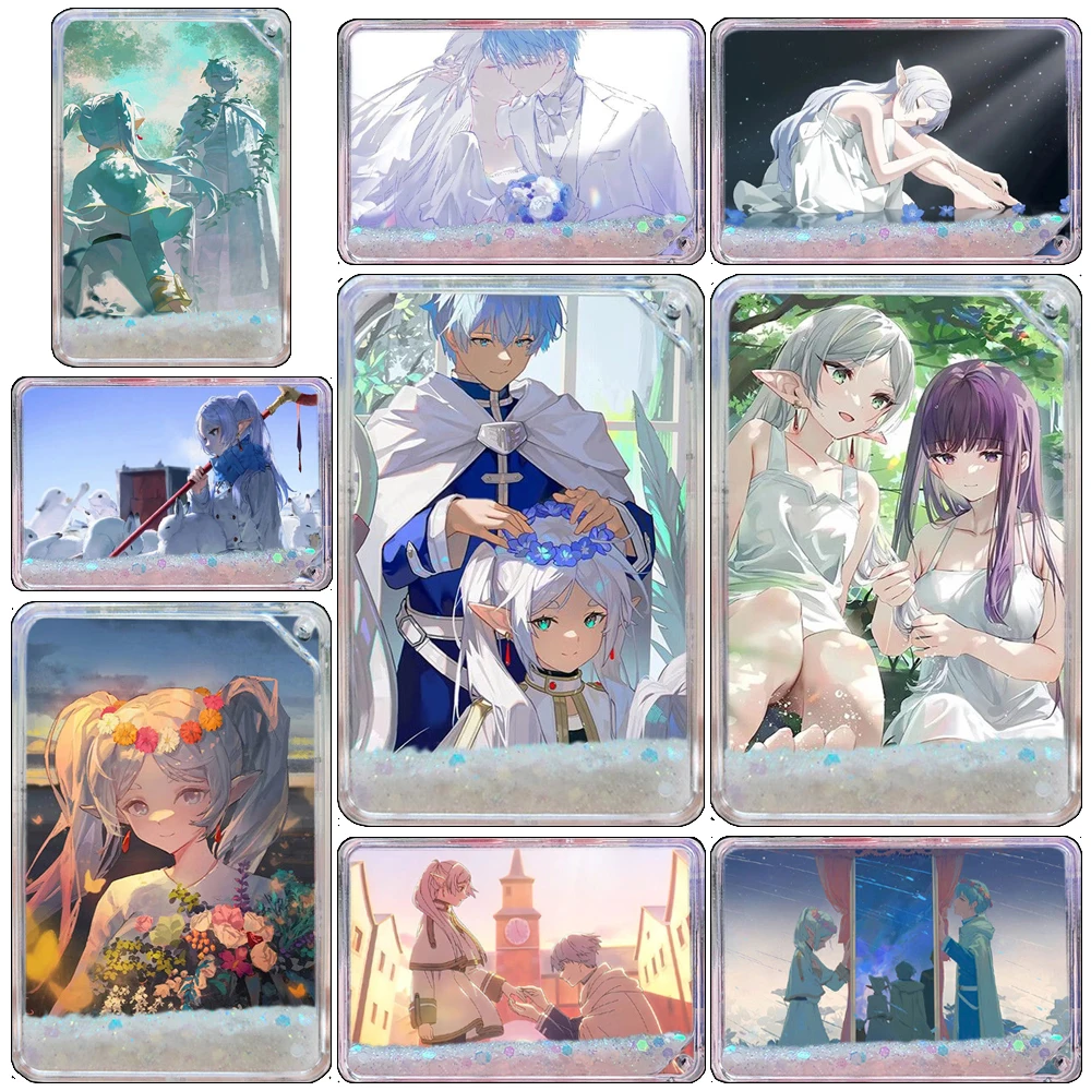 

Frieren Beyond Journey's End DIY Белый коллекционный зыбучий песок, кирпичи для карточек, акриловые игрушки, настольные украшения для дней рождения мальчиков