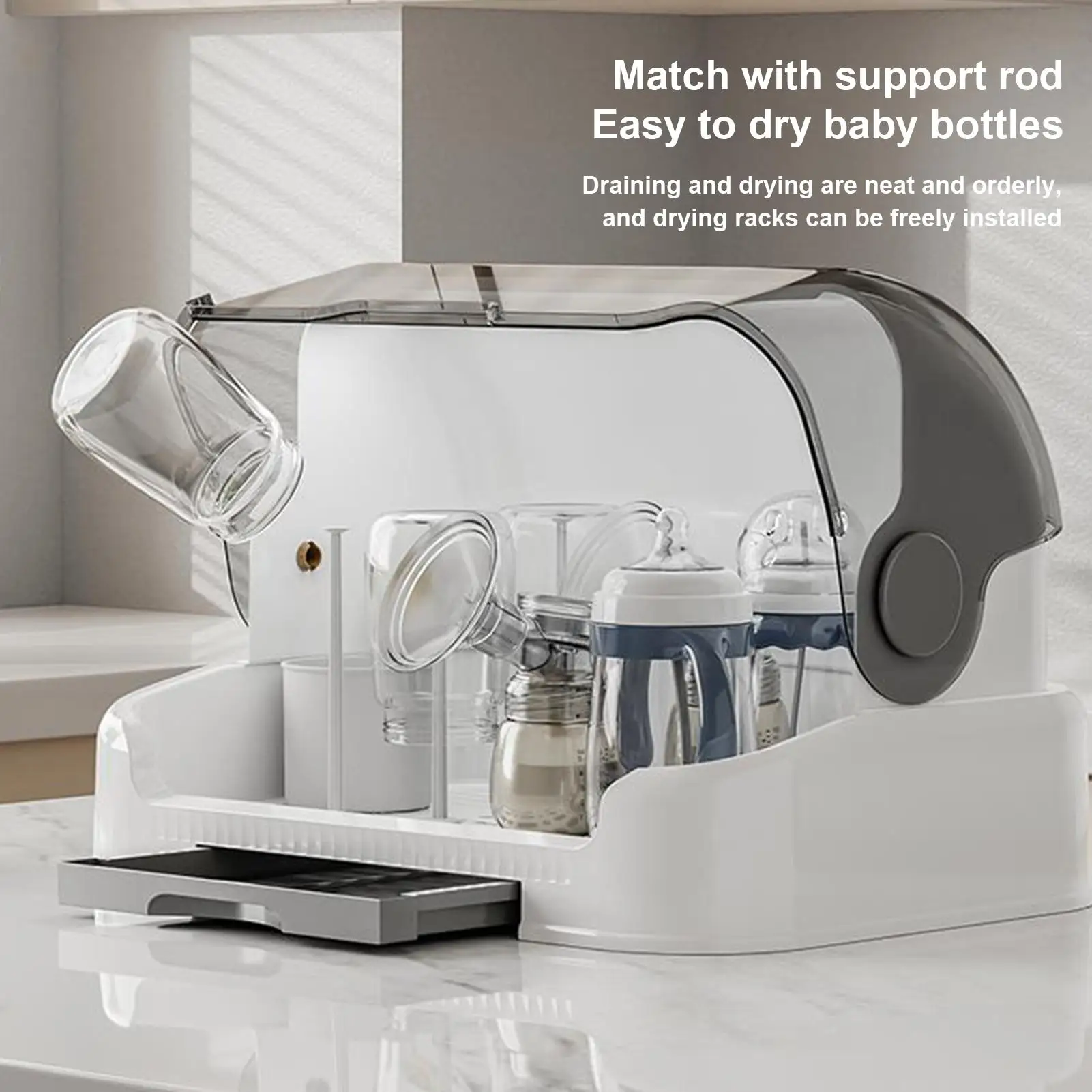 아기 병 건조 랙 아기 병 조리대 건조 랙 방진 병 보관 방진 휴대용 아기 병 보관 상자