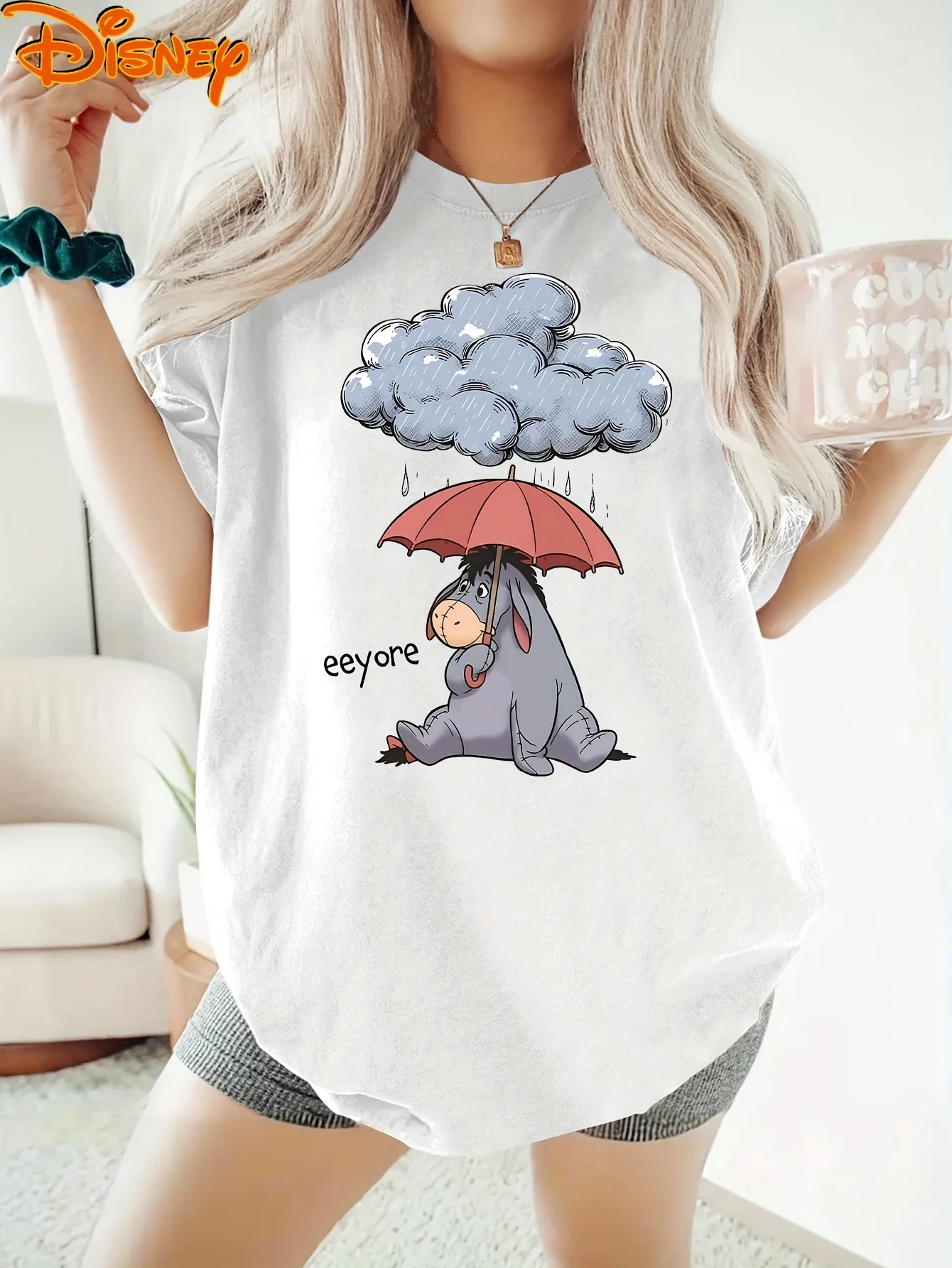 

Футболка Disney Winnie The Pooh Eeyore, винтажная женская и мужская хлопковая футболка унисекс с короткими рукавами, повседневная уличная одежда оверсайз для пар